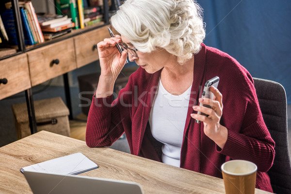 Senior woman adjusting eyeglasses   Stock photo © LightFieldStudios
