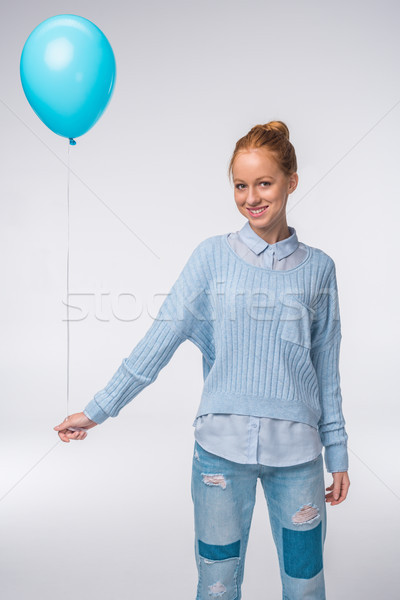 Ragazza blu vestiti pallone bella Foto d'archivio © LightFieldStudios