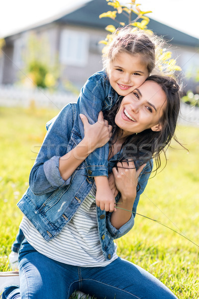 Foto stock: Madre · hija · feliz · hermosa · junto