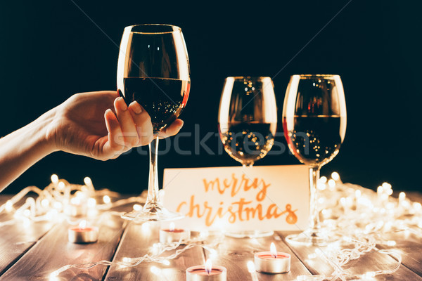 Wineglasses And Christmas Decorations Stock Photo C Lightfield