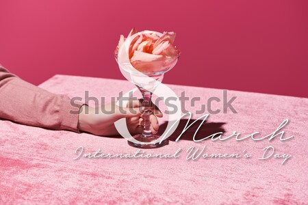 Kristály borospohár tál üveg izolált rózsaszín Stock fotó © LightFieldStudios