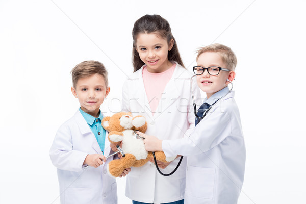 Stockfoto: Kinderen · spelen · artsen · cute · weinig · stethoscoop · reflex