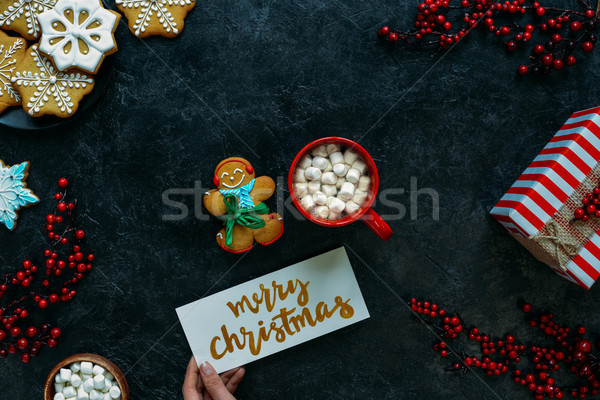 Gingerbread man tasse haut vue pain d'épice cookies [[stock_photo]] © LightFieldStudios