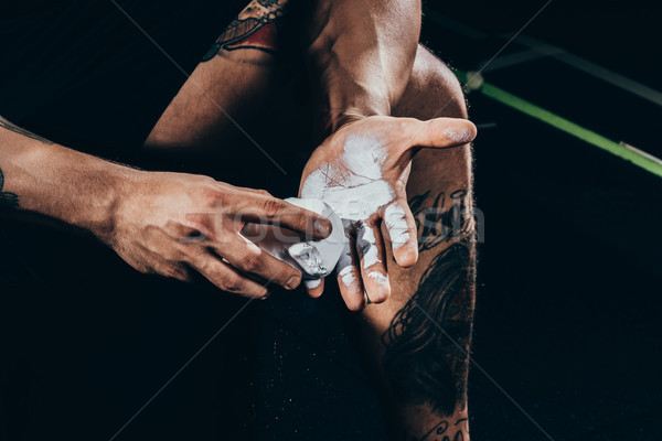 sportsman applying talcum to hands Stock photo © LightFieldStudios