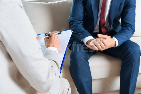 Psychologue patient thérapie coup écrit presse-papiers [[stock_photo]] © LightFieldStudios