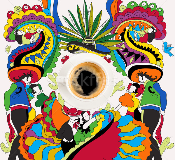 кофе красочный мексиканских Top мнение Кубок Сток-фото © LightFieldStudios