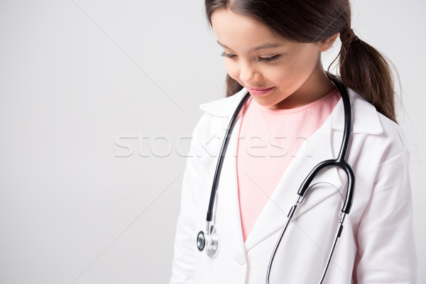 Stok fotoğraf: Kız · doktor · kostüm · sevimli · küçük · kız · stetoskop