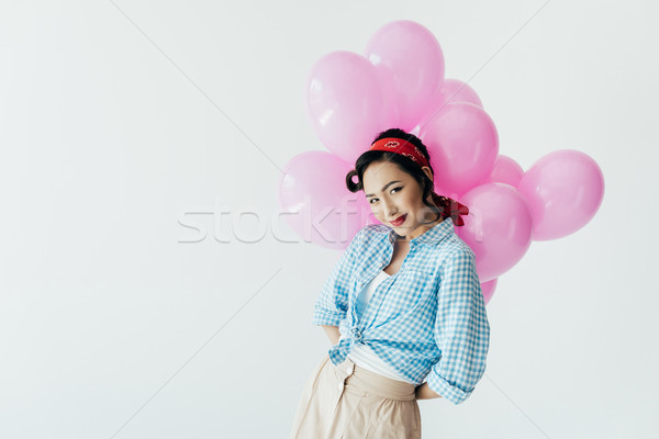 Foto d'archivio: Asian · donna · palloncini · ritratto · bella