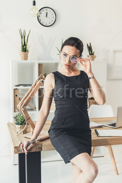 小さな 美しい 女性実業家 短い ドレス 眼鏡 ストックフォト © LightFieldStudios