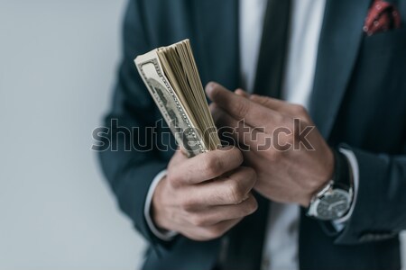 Stockfoto: Stijlvol · zakenman · dollar · bankbiljetten