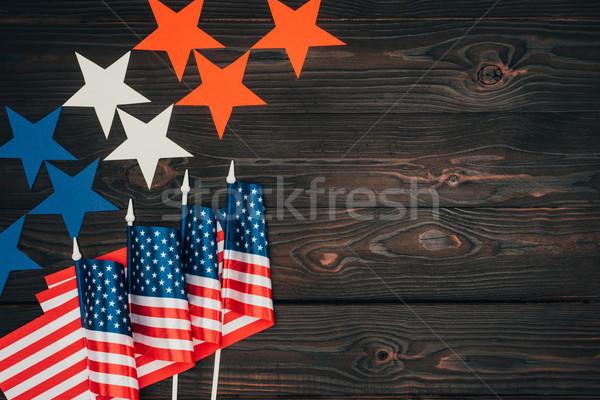 Top view americano bandiere stelle legno Foto d'archivio © LightFieldStudios