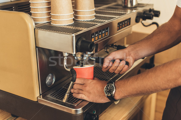 Barista kawy widoku ekspres do kawy Kafejka Zdjęcia stock © LightFieldStudios