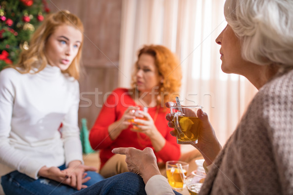 Familie Tee Zeit drei Generationen home Stock foto © LightFieldStudios