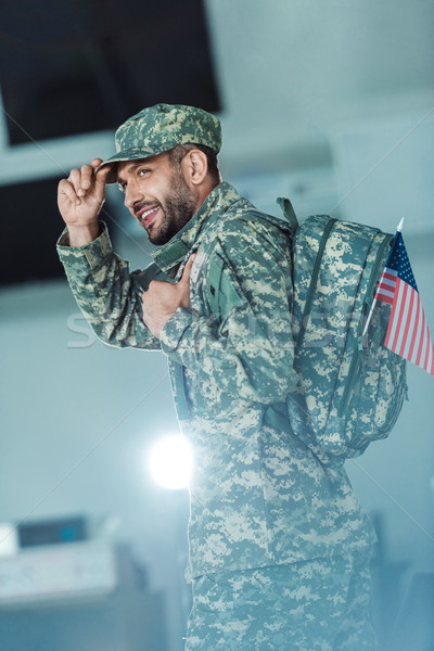 smiling soldier in military form Stock photo © LightFieldStudios