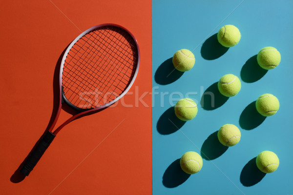 Tennisschläger Kugeln top Ansicht erschossen zwei Stock foto © LightFieldStudios