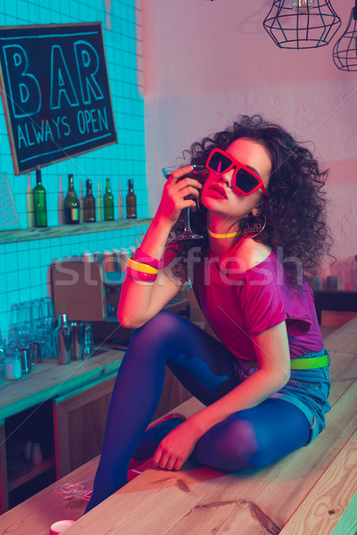 fashionable woman with cocktail Stock photo © LightFieldStudios