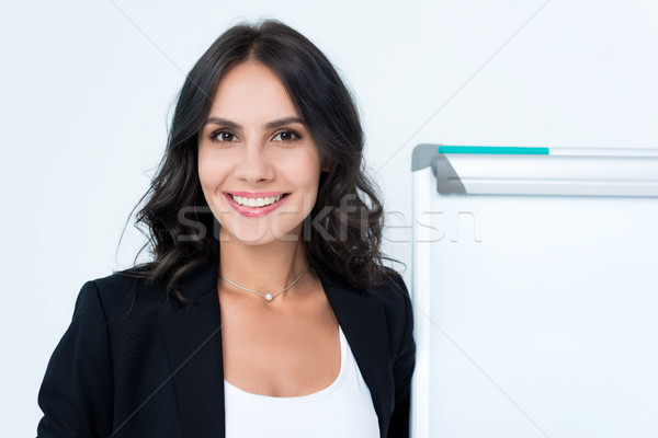 Stock foto: Dozent · schönen · jungen · Geschäftsfrau · schauen · Kamera