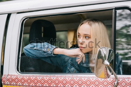 traveler with coffee in minivan Stock photo © LightFieldStudios