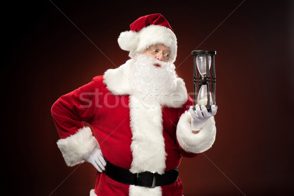 商業照片: 聖誕老人 · 砂漏 · 看 · 快樂 · 冬天
