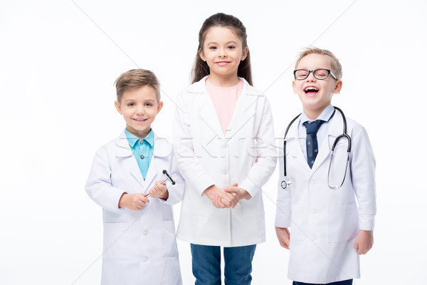 Oynayan çocuklar doktorlar çok güzel çocuklar tıbbi üniforma Stok fotoğraf © LightFieldStudios
