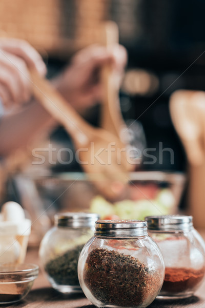 Foto stock: Temperos · ver · vidro · comida