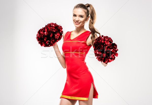 Cheerleader poseren blond naar camera grijs Stockfoto © LightFieldStudios