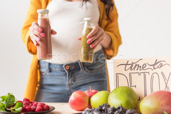 pregnant woman with detox drinks Stock photo © LightFieldStudios