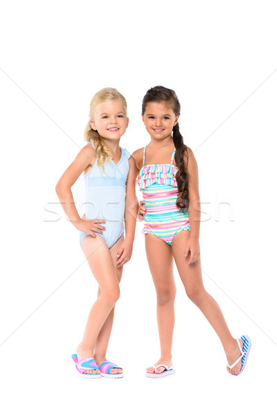 Adorável crianças meninas sorridente câmera isolado Foto stock © LightFieldStudios