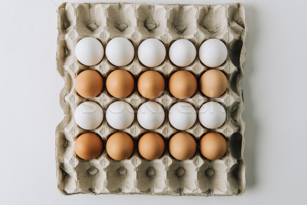 Stockfoto: Witte · bruin · eieren · leggen · ei · karton