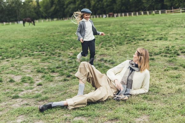 Stock photo: family spending time at countryside 