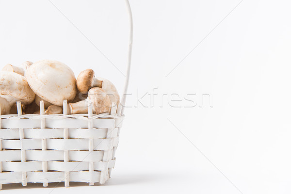 [[stock_photo]]: Tas · champignons · osier · panier · blanche