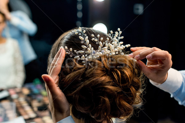 hairstylist decorating clients hairstyle Stock photo © LightFieldStudios
