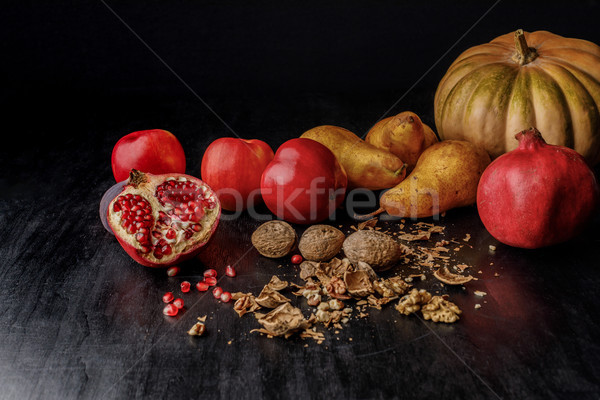 organic pumpkin, fruits and walnuts Stock photo © LightFieldStudios