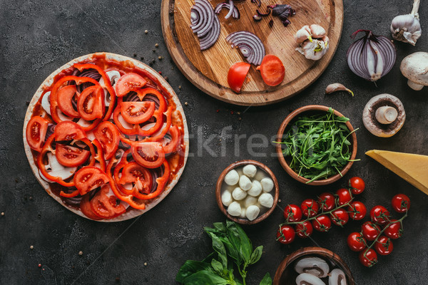 Foto stock: Superior · vista · pizza · diferente · ingredientes · concretas