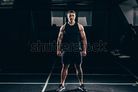 Sportoló testmozgás gimnasztikai gyűrűk hátsó nézet lövés Stock fotó © LightFieldStudios