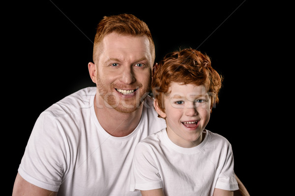 快樂 父親的兒子 微笑 相機 孤立 商業照片 © LightFieldStudios