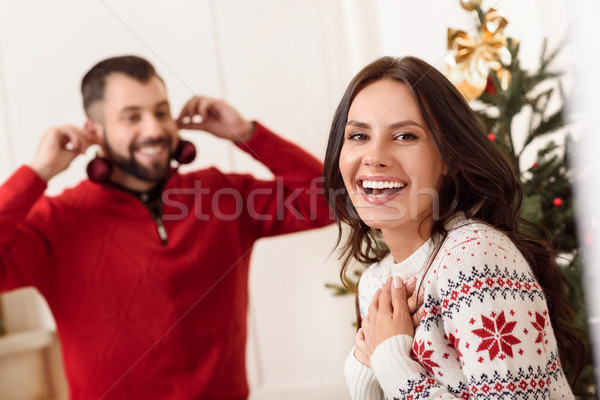 happy couple at christmastime Stock photo © LightFieldStudios