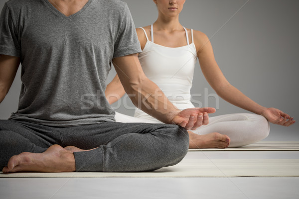 Paar Sitzung Lotus Position Stock foto © LightFieldStudios