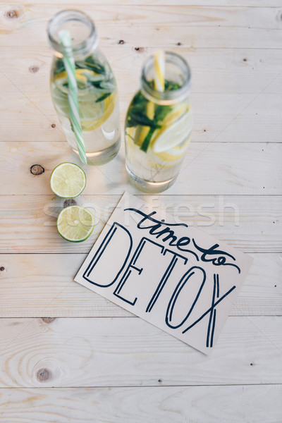 Idő detoxikáló kártya italok felső kilátás Stock fotó © LightFieldStudios