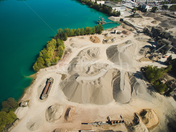 Aerial view of sand quarry or construction at river, Germany Stock photo © LightFieldStudios