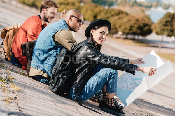 Stock photo: multiethnic friends traveling together