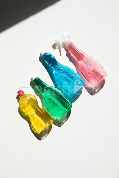 Flaschen Reinigungsmittel top Ansicht unterschiedlich Kunststoff Stock foto © LightFieldStudios