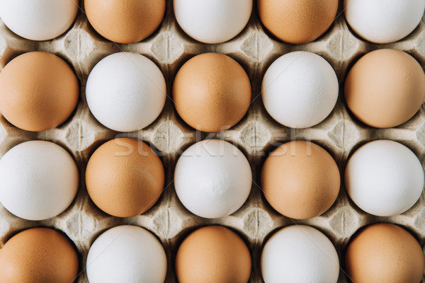 white and brown eggs laying in egg carton, full frame shot  Stock photo © LightFieldStudios