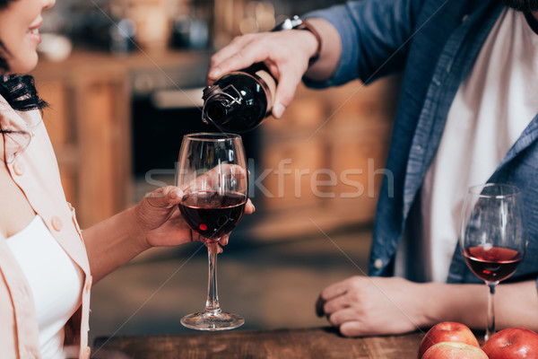 couple drinking wine Stock photo © LightFieldStudios
