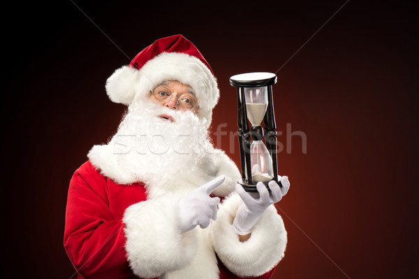 Stockfoto: Kerstman · wijzend · zandloper · christmas · gelukkig · winter