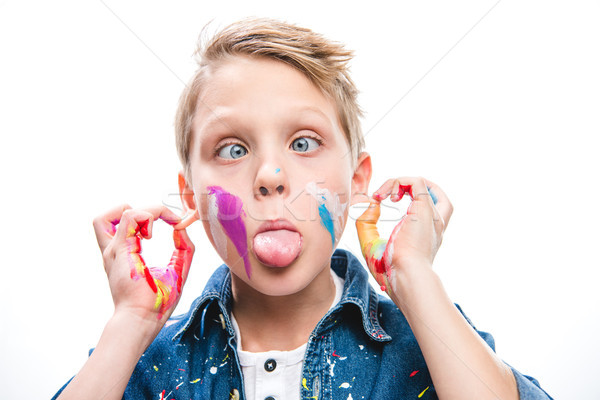 Excited schoolboy artist  Stock photo © LightFieldStudios