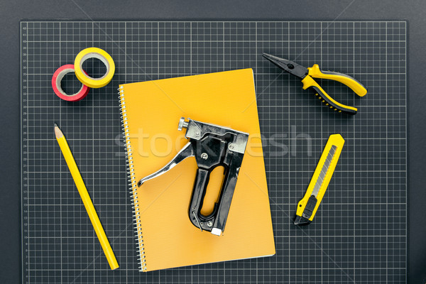 Notebook tools top shot industriële Stockfoto © LightFieldStudios