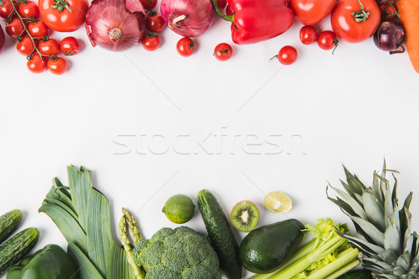 Сток-фото: границе · зеленый · красный · овощей · плодов · изолированный