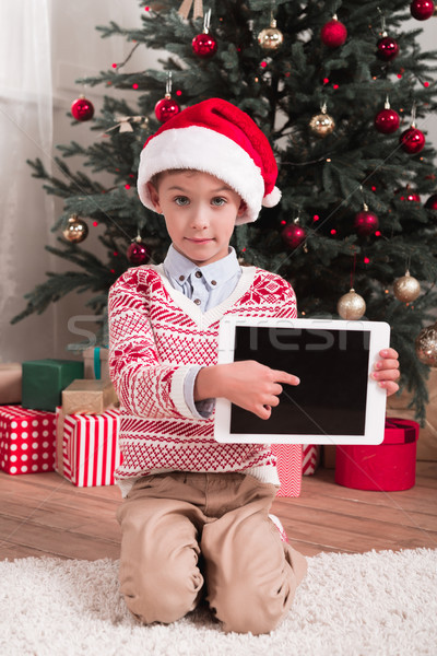 Stok fotoğraf: Erkek · tablet · Noel · küçük · şapka