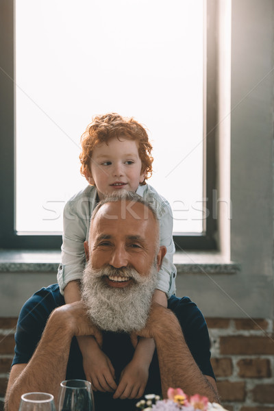 Garçon grand-père portrait peu heureux [[stock_photo]] © LightFieldStudios